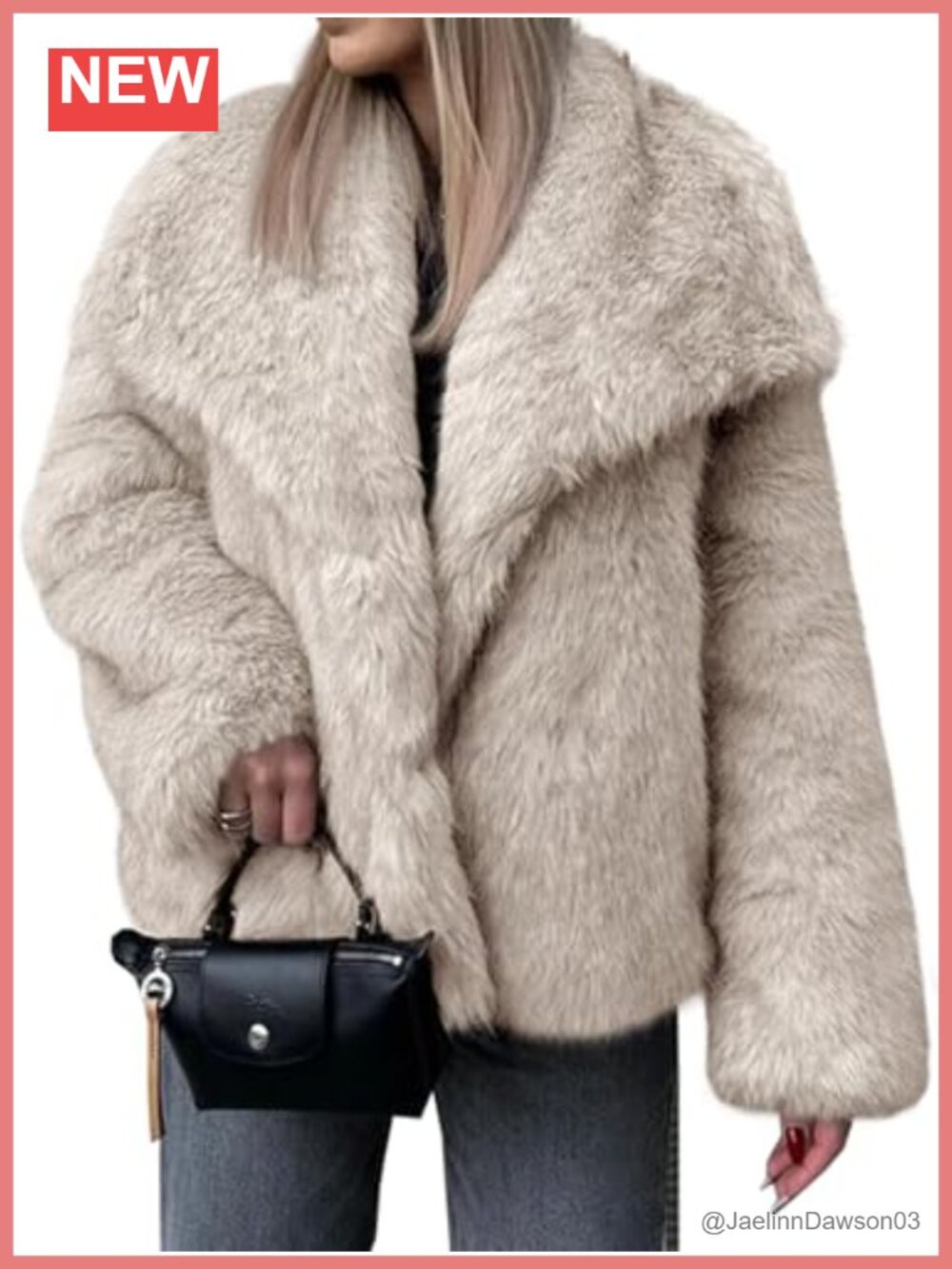 Women's Faux Fur Coat Oversized Lapel Shaggy Winter Jacket